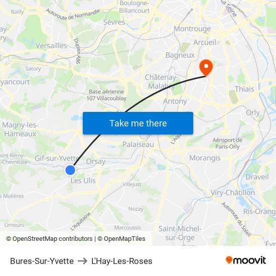 Bures-Sur-Yvette to L'Hay-Les-Roses map