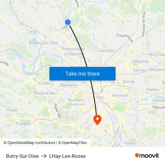 Butry-Sur-Oise to L'Hay-Les-Roses map