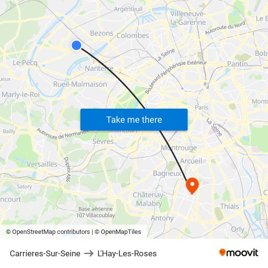 Carrieres-Sur-Seine to L'Hay-Les-Roses map