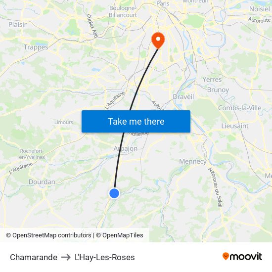 Chamarande to L'Hay-Les-Roses map
