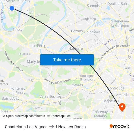 Chanteloup-Les-Vignes to L'Hay-Les-Roses map