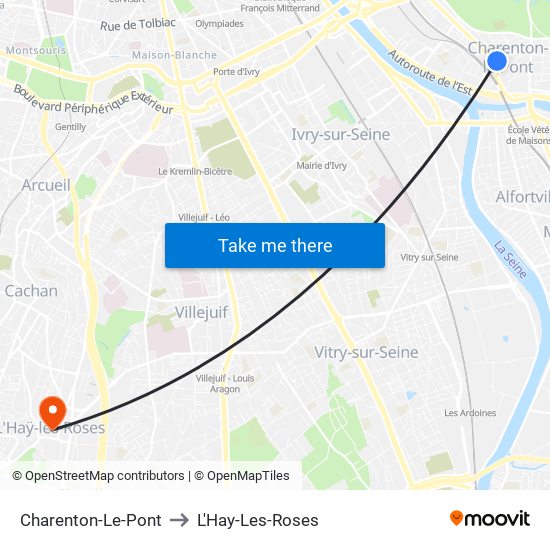 Charenton-Le-Pont to L'Hay-Les-Roses map