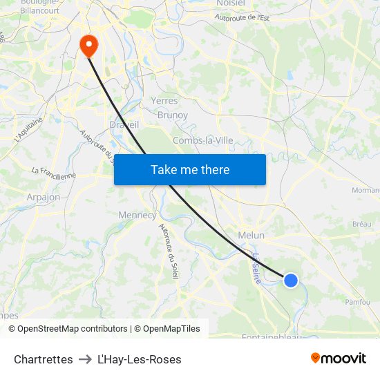 Chartrettes to L'Hay-Les-Roses map