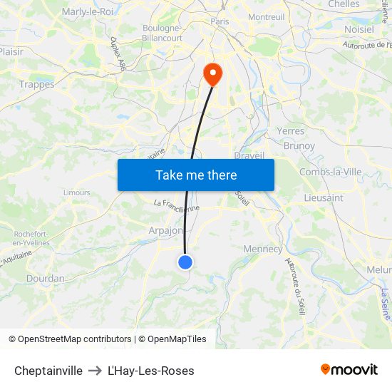 Cheptainville to L'Hay-Les-Roses map