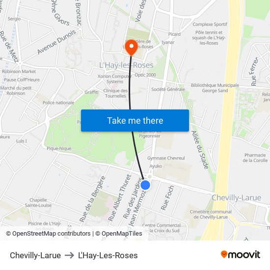 Chevilly-Larue to L'Hay-Les-Roses map