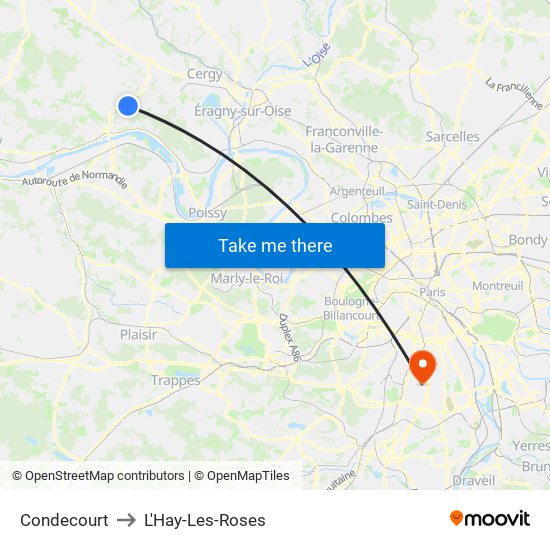 Condecourt to L'Hay-Les-Roses map