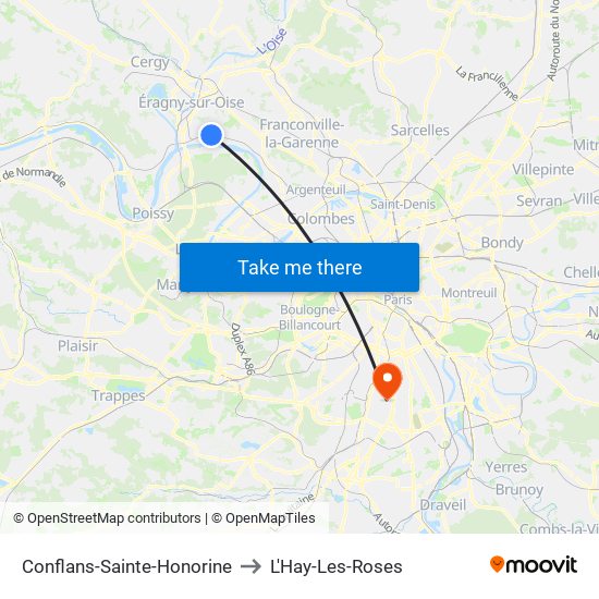 Conflans-Sainte-Honorine to L'Hay-Les-Roses map