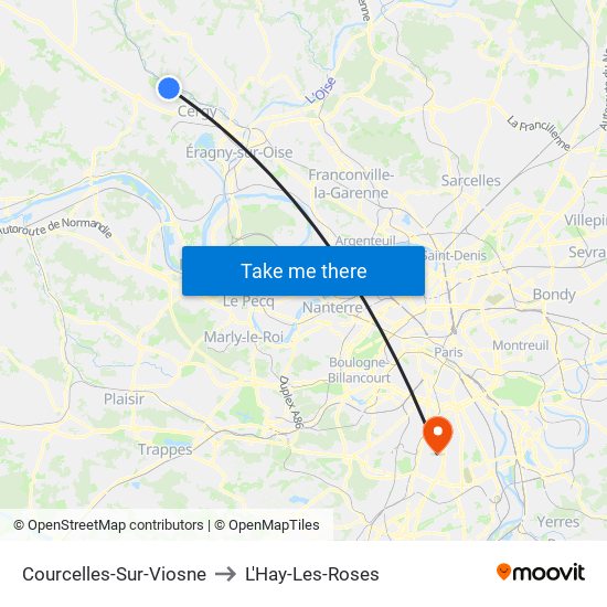 Courcelles-Sur-Viosne to L'Hay-Les-Roses map
