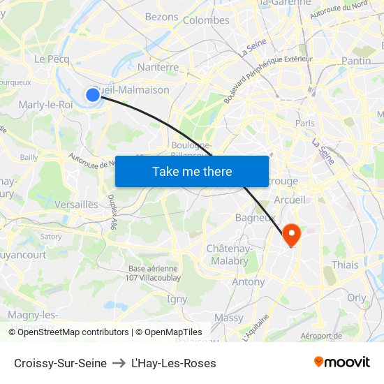 Croissy-Sur-Seine to L'Hay-Les-Roses map