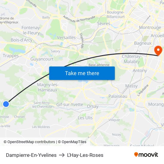 Dampierre-En-Yvelines to L'Hay-Les-Roses map