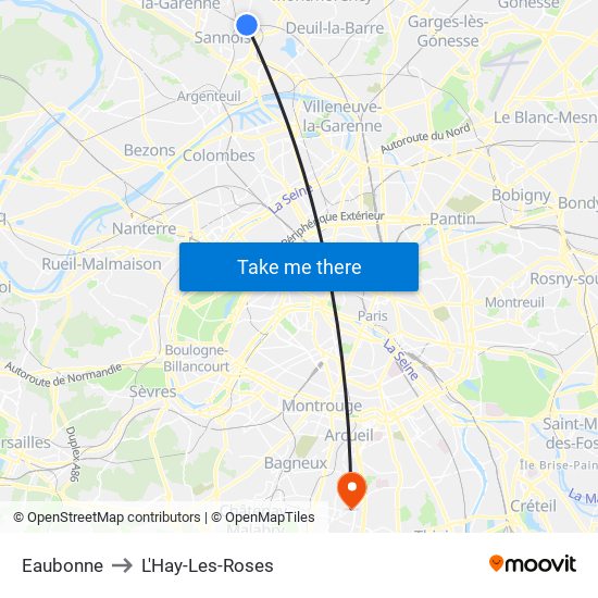 Eaubonne to L'Hay-Les-Roses map