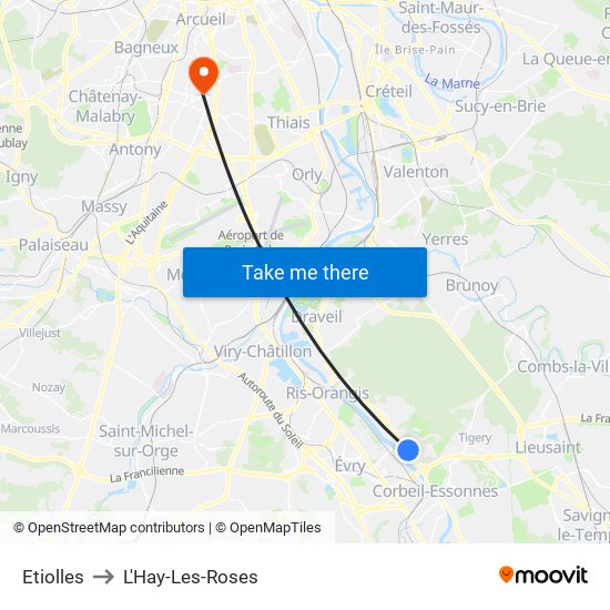 Etiolles to L'Hay-Les-Roses map