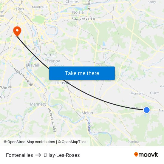 Fontenailles to L'Hay-Les-Roses map