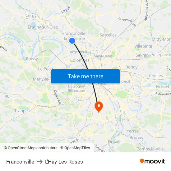 Franconville to L'Hay-Les-Roses map