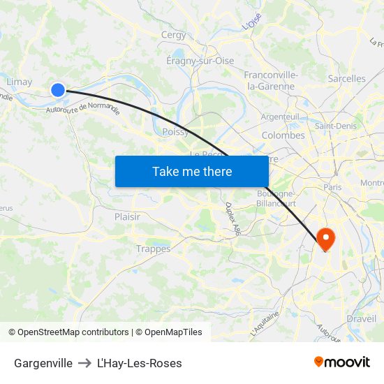 Gargenville to L'Hay-Les-Roses map