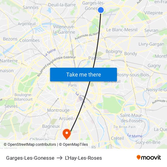 Garges-Les-Gonesse to L'Hay-Les-Roses map