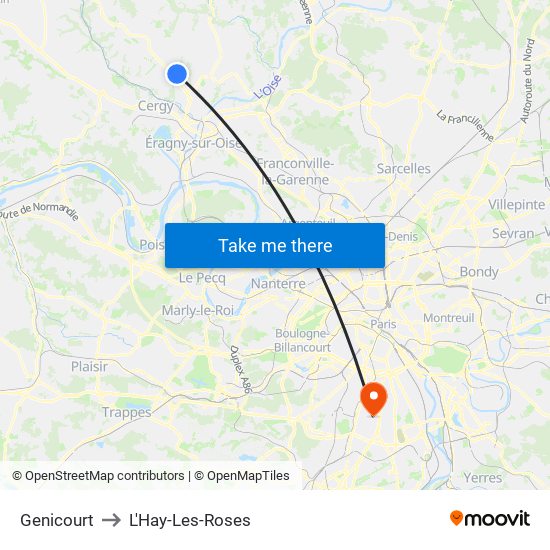 Genicourt to L'Hay-Les-Roses map