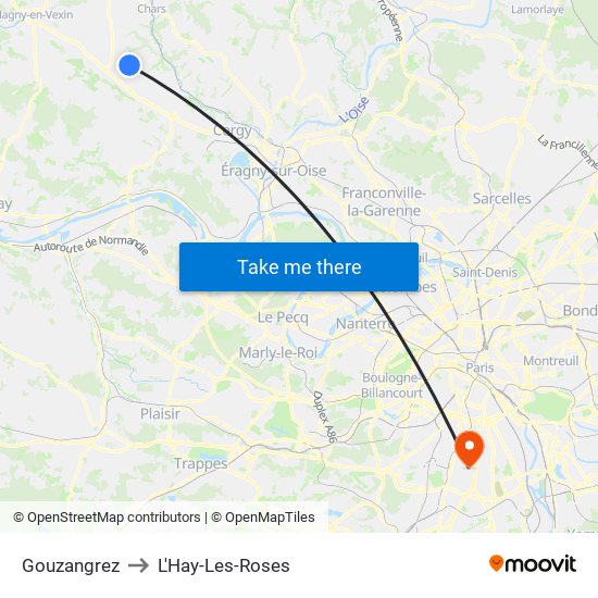 Gouzangrez to L'Hay-Les-Roses map