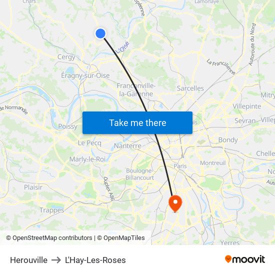 Herouville to L'Hay-Les-Roses map