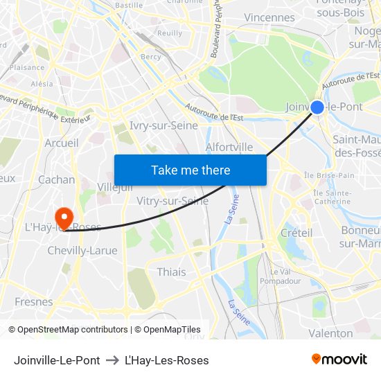 Joinville-Le-Pont to L'Hay-Les-Roses map