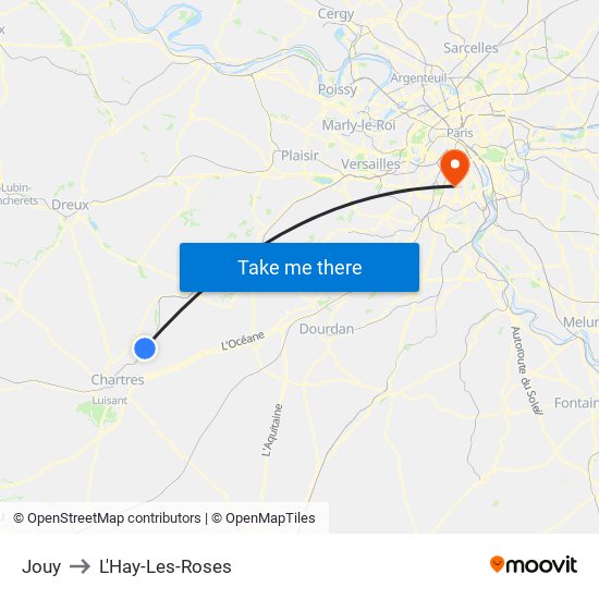 Jouy to L'Hay-Les-Roses map