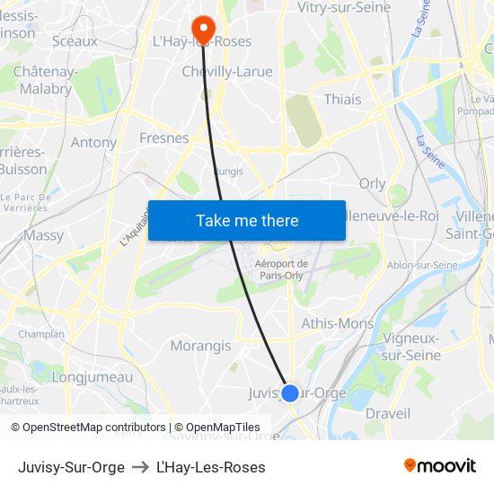 Juvisy-Sur-Orge to L'Hay-Les-Roses map