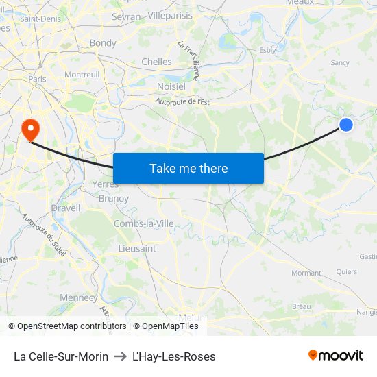 La Celle-Sur-Morin to L'Hay-Les-Roses map