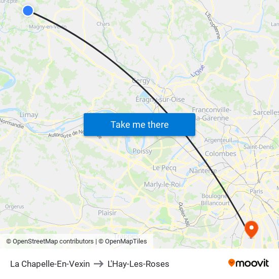 La Chapelle-En-Vexin to L'Hay-Les-Roses map