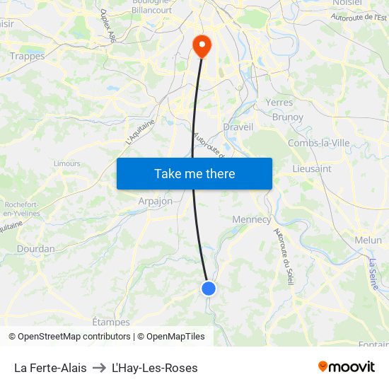 La Ferte-Alais to L'Hay-Les-Roses map