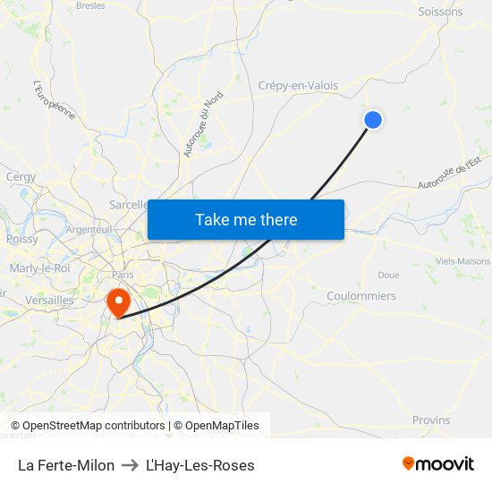 La Ferte-Milon to L'Hay-Les-Roses map