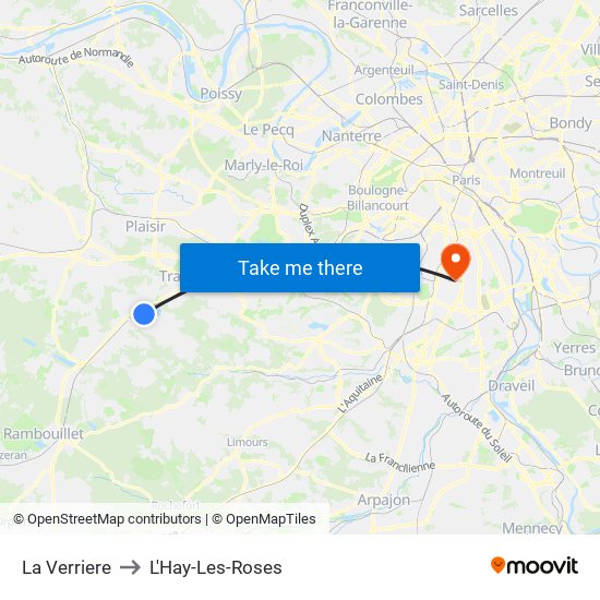 La Verriere to L'Hay-Les-Roses map