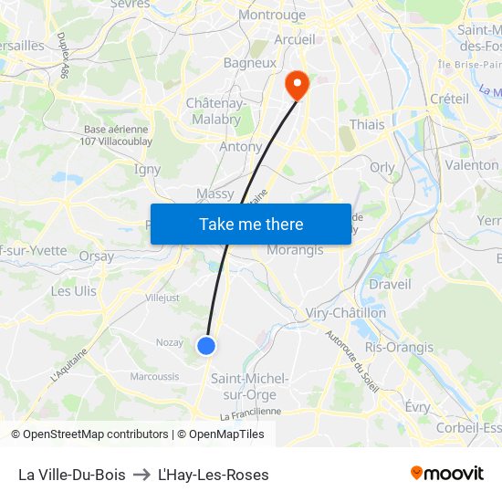 La Ville-Du-Bois to L'Hay-Les-Roses map