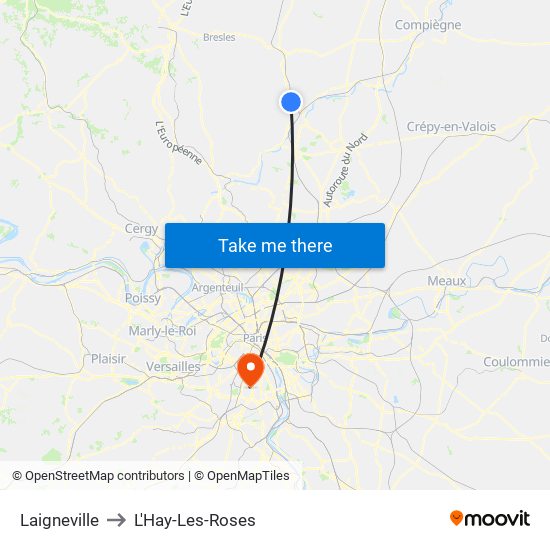 Laigneville to L'Hay-Les-Roses map