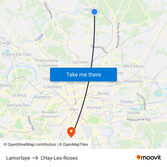 Lamorlaye to L'Hay-Les-Roses map