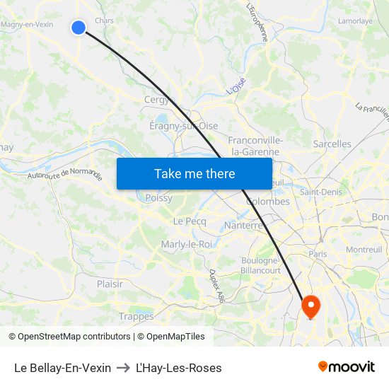 Le Bellay-En-Vexin to L'Hay-Les-Roses map