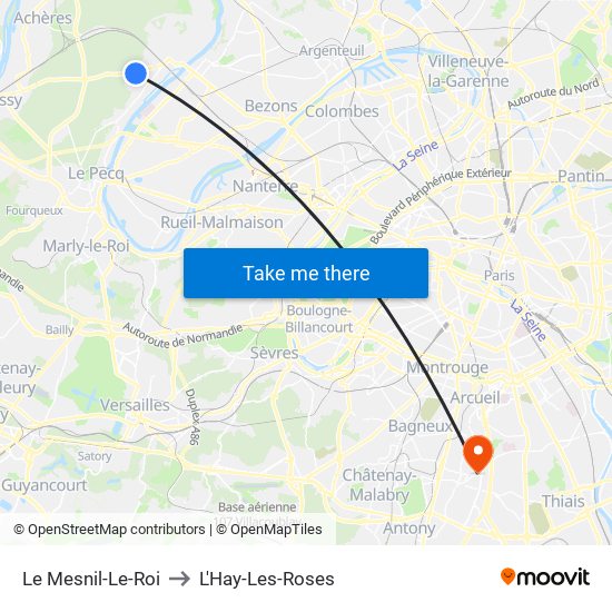 Le Mesnil-Le-Roi to L'Hay-Les-Roses map