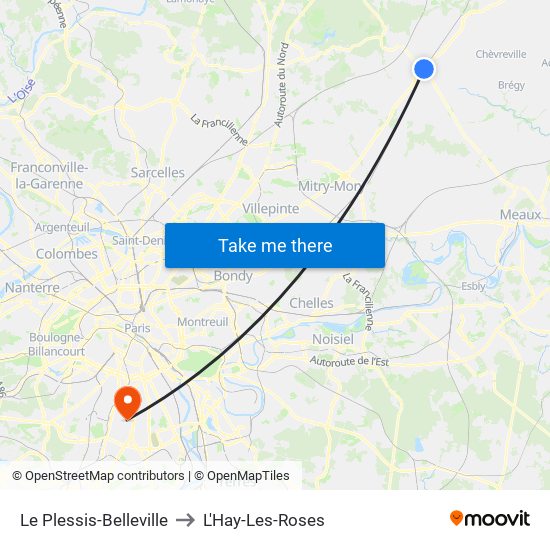 Le Plessis-Belleville to L'Hay-Les-Roses map