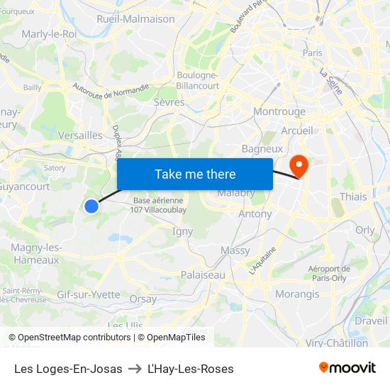 Les Loges-En-Josas to L'Hay-Les-Roses map