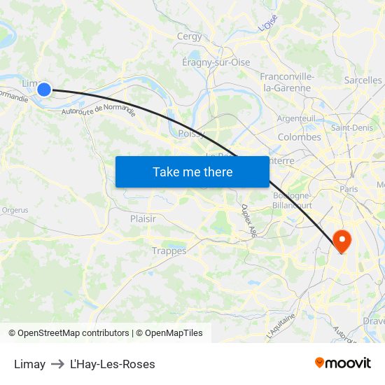 Limay to L'Hay-Les-Roses map