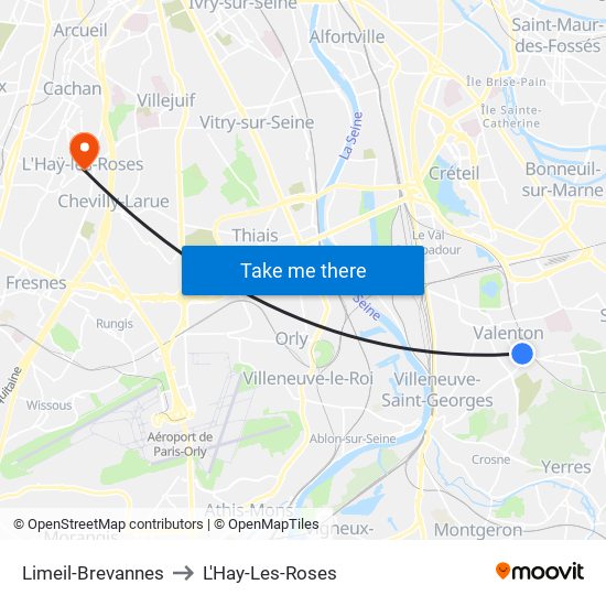 Limeil-Brevannes to L'Hay-Les-Roses map