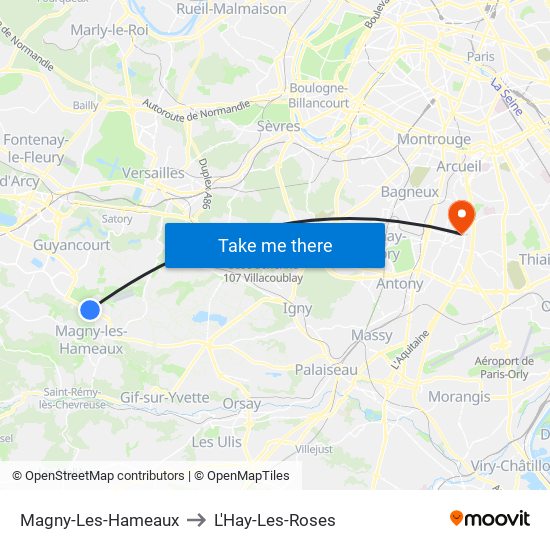 Magny-Les-Hameaux to L'Hay-Les-Roses map