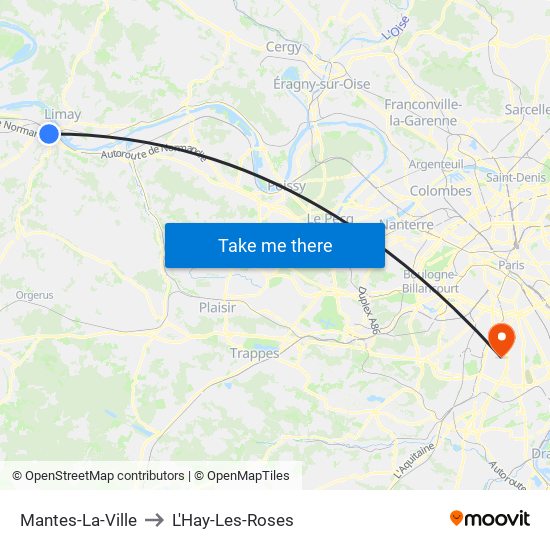 Mantes-La-Ville to L'Hay-Les-Roses map