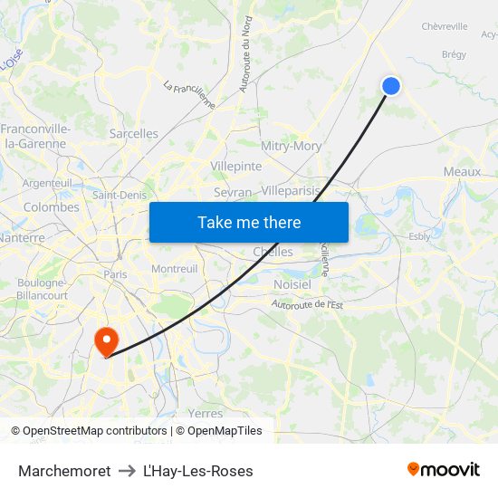 Marchemoret to L'Hay-Les-Roses map