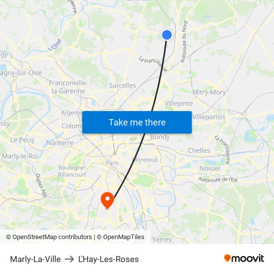 Marly-La-Ville to L'Hay-Les-Roses map