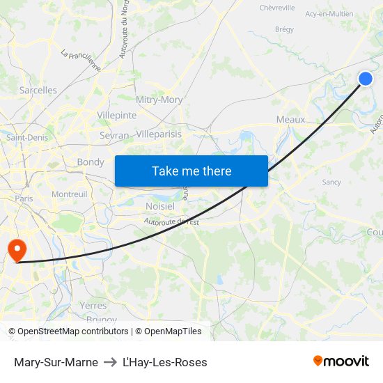 Mary-Sur-Marne to L'Hay-Les-Roses map