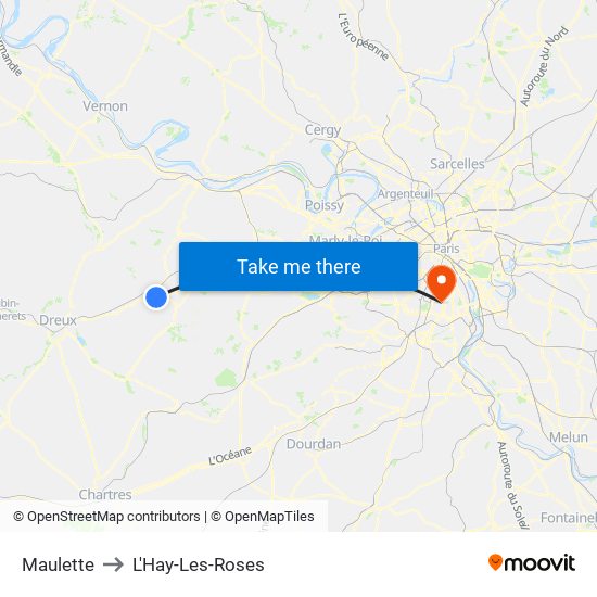 Maulette to L'Hay-Les-Roses map