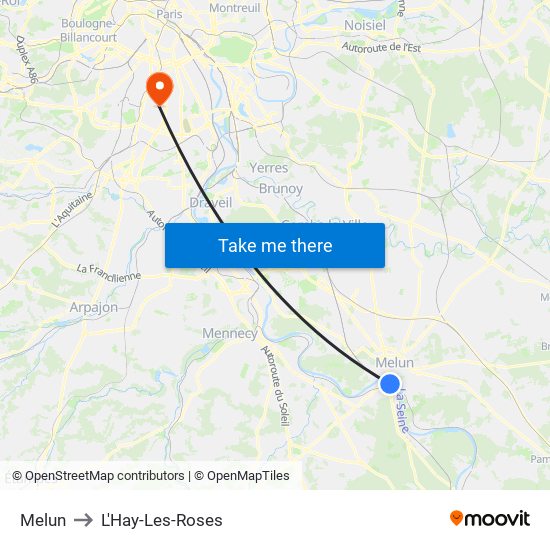 Melun to L'Hay-Les-Roses map