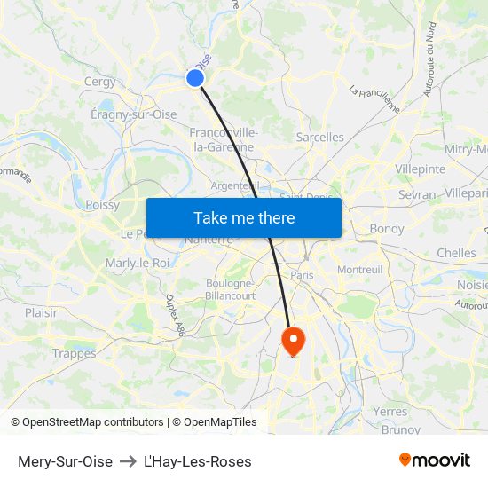 Mery-Sur-Oise to L'Hay-Les-Roses map