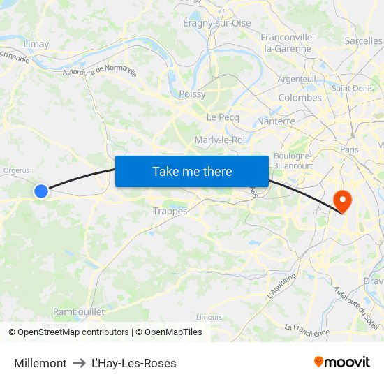 Millemont to L'Hay-Les-Roses map