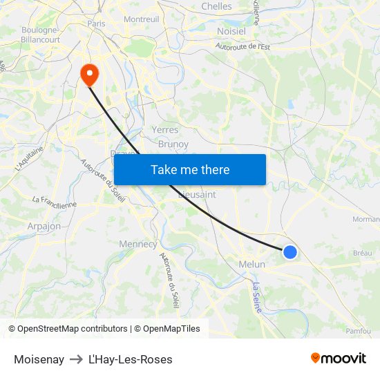 Moisenay to L'Hay-Les-Roses map